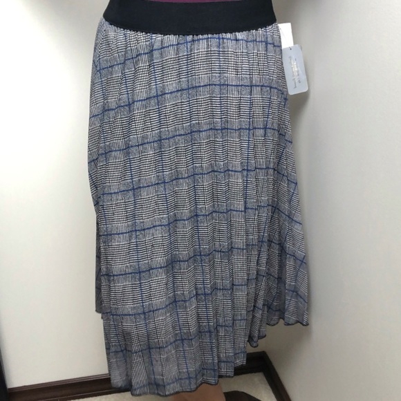 Metro Wear Blue Striped Pleated Midi Full Skirt Size M - Picture 3 of 10
